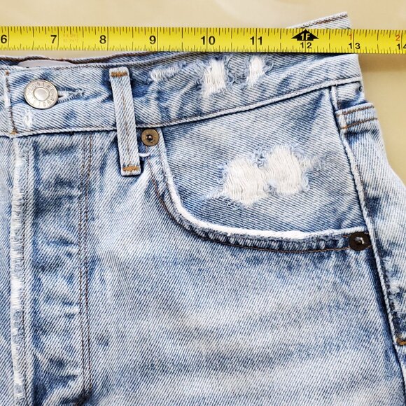 AGOLDE Jaden High Rise Button Fly Cut Off Distressed Denim Shorts Size 25 - Picture 9 of 14